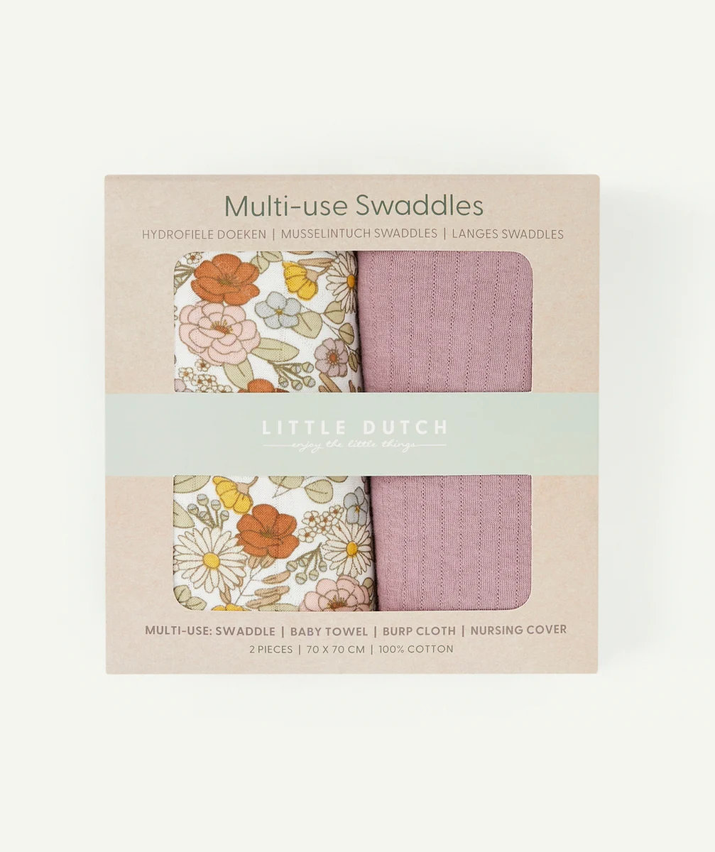 LITTLE DUTCHLANGES EN COTON VINTAGE MAUVE ET IMPRIMÉS FLEURS
