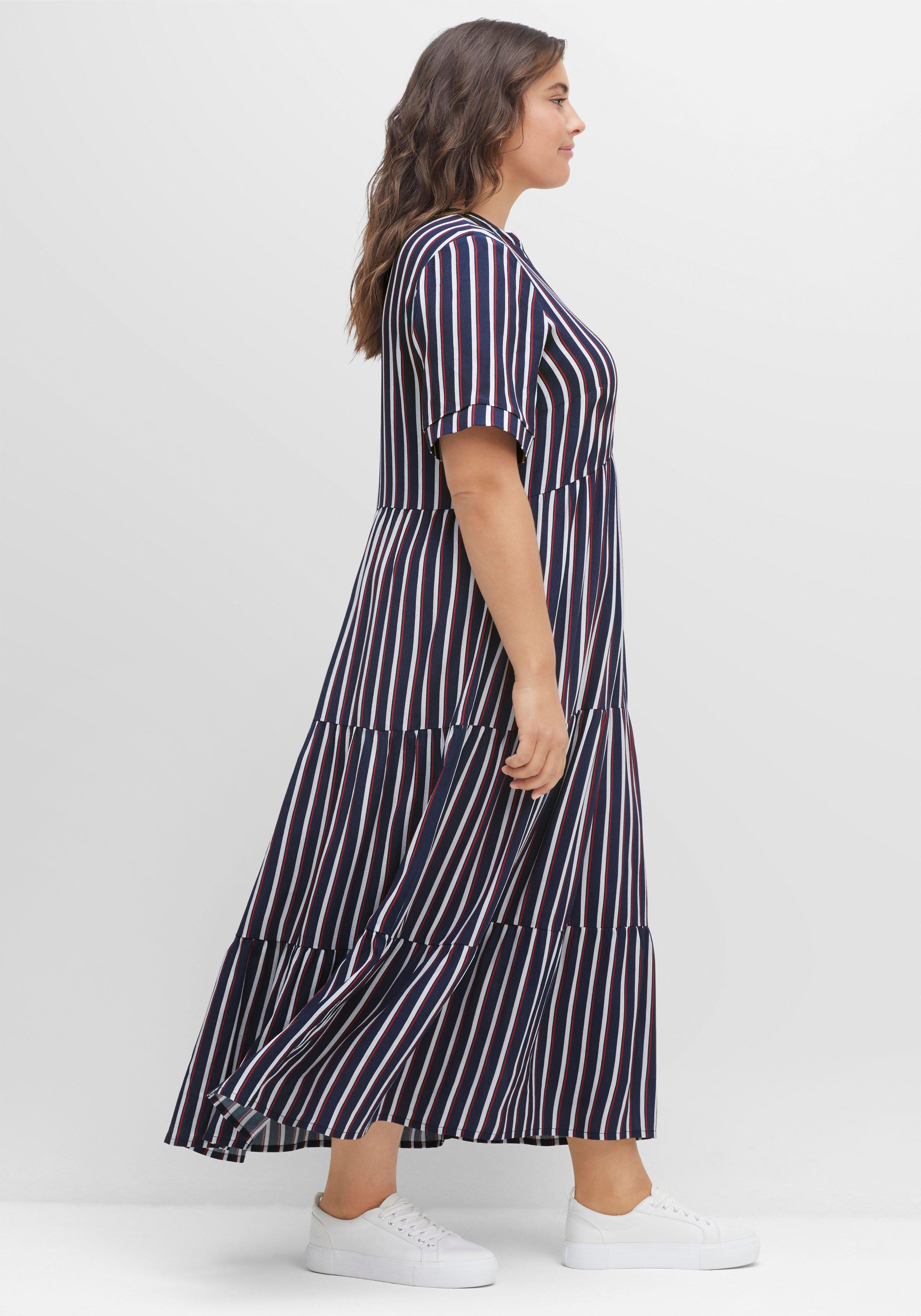 Maxikleid mit Alloverstreifen, weich fließend
