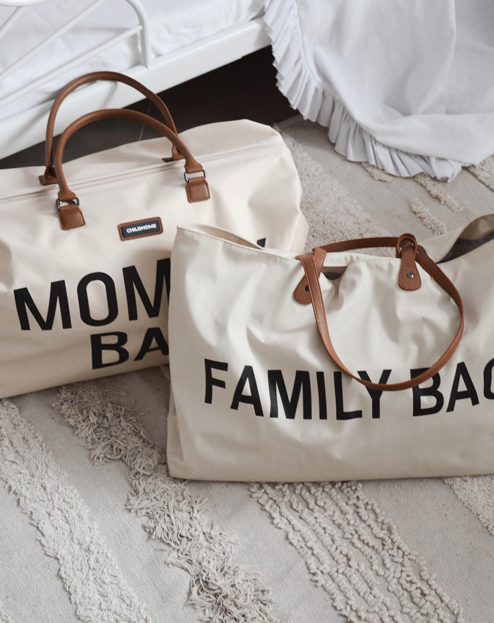 Wickeltasche FAMILY BAG (55x18x40) in offwhite/schwarz