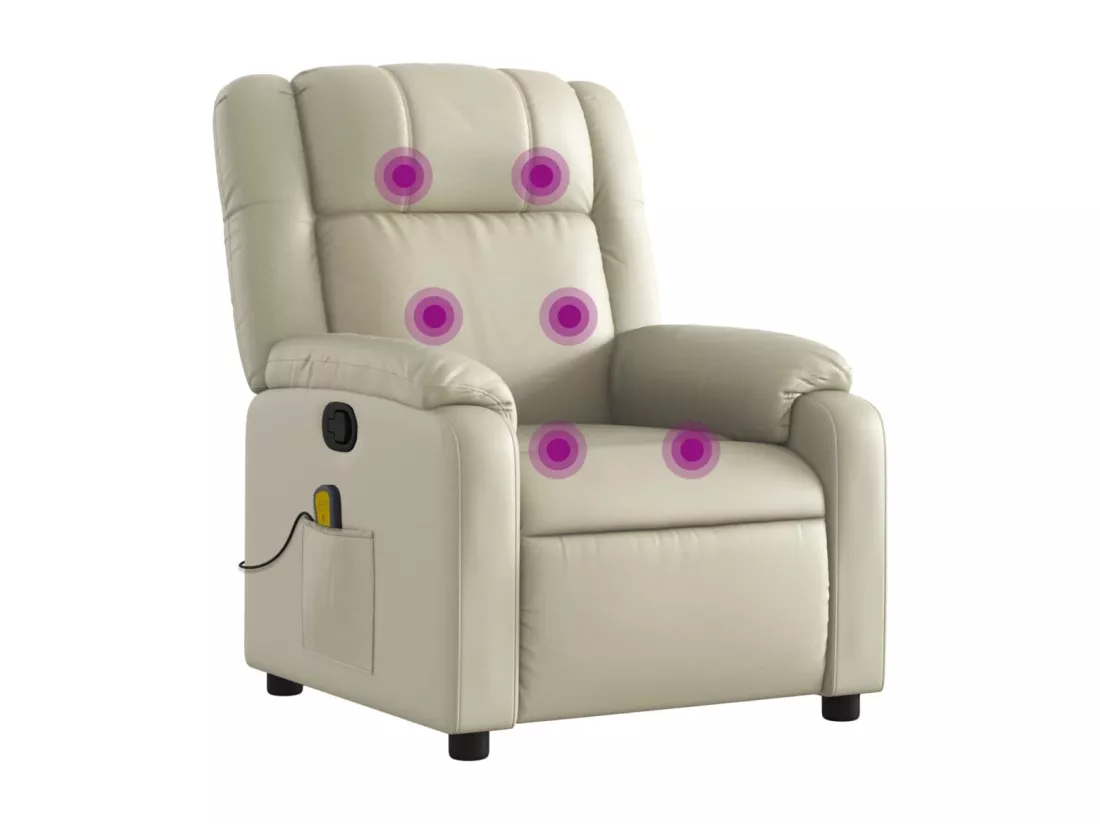Fauteuil inclinable de massage Crème Similicuir