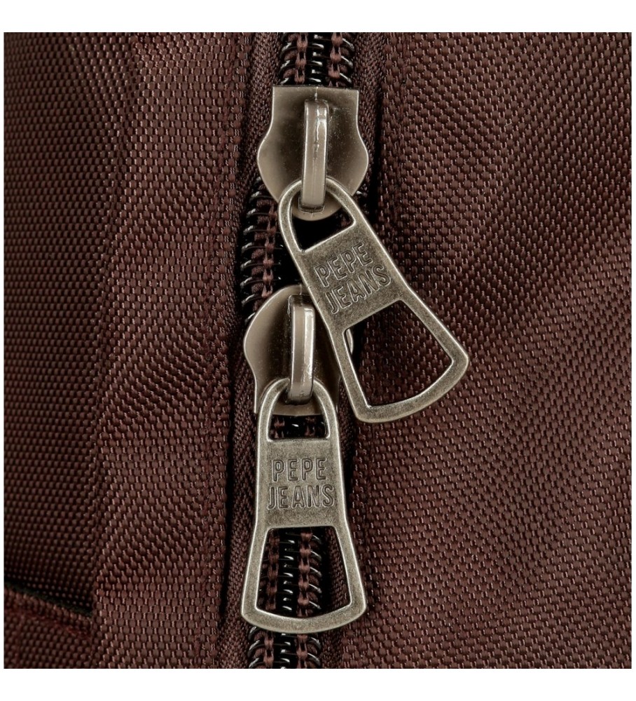 Mochila para laptop Pepe Jeans Horley adaptável com dois compartimentos, marrom