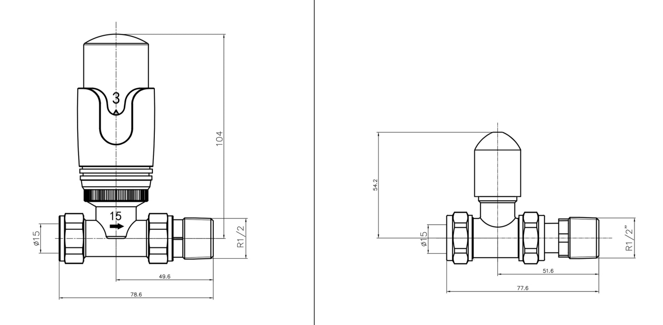 Eastbrook Valve radiator aansluitset recht met thermostaat mat cappuccino