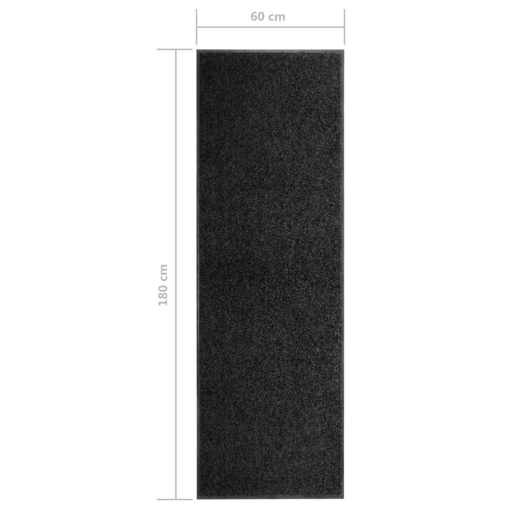 Paillasson lavable noir 60x180 cm