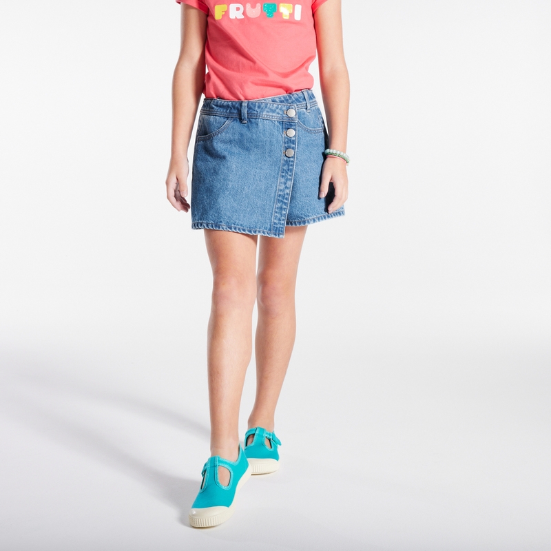Mini jupe-short en jean bleue fille