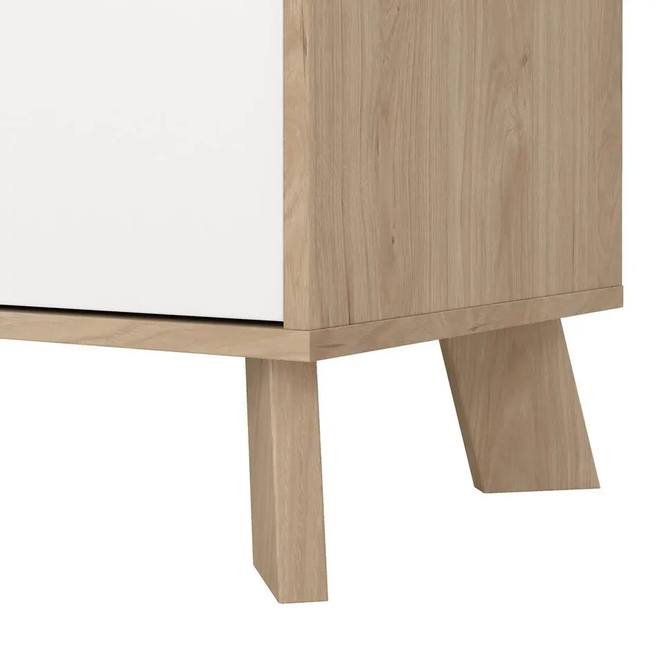 Hioshop Ikast dressoir 4 deuren- 1 lade eiken decor- wit