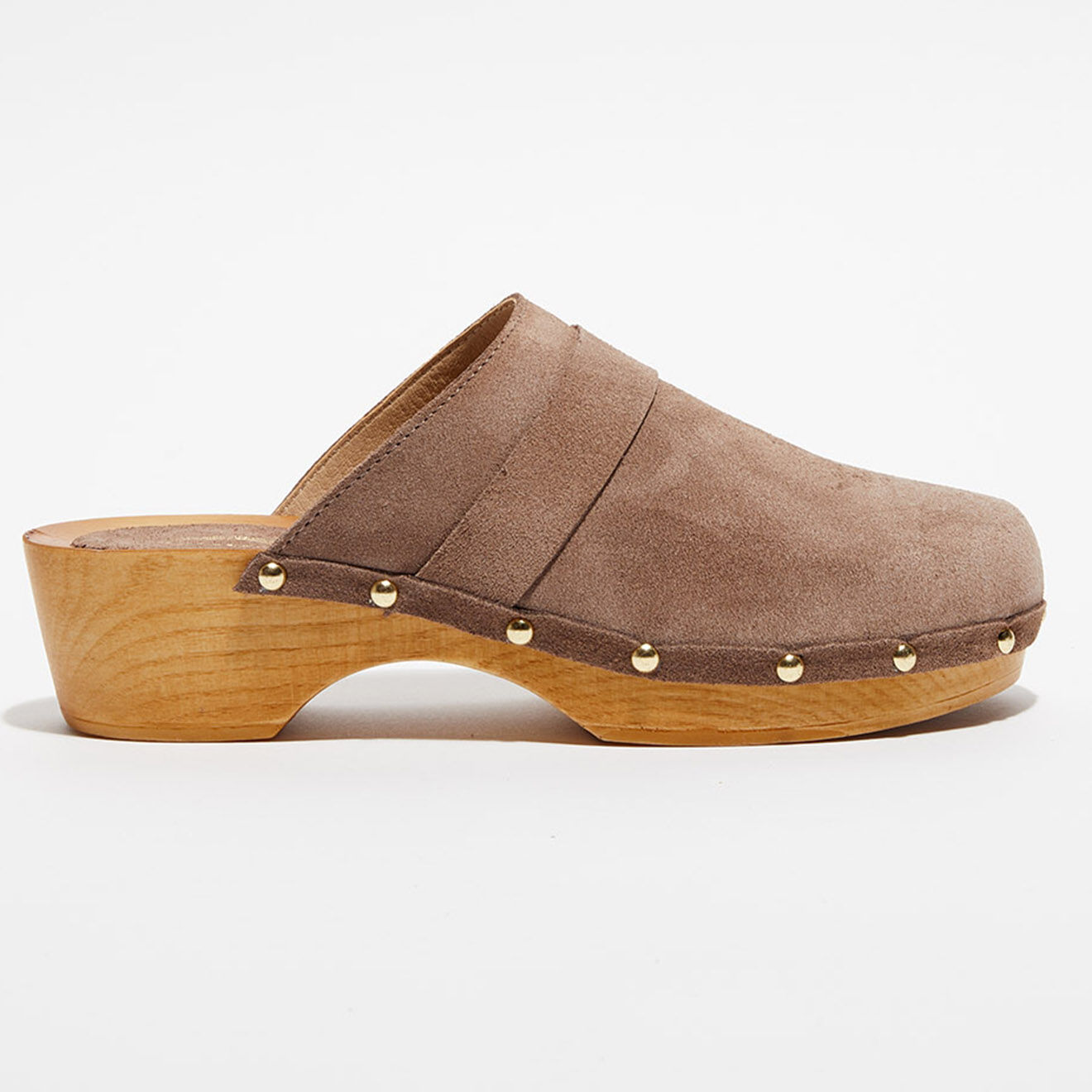 Apologie Studio Sabots en Velours de Cuir Sofia taupe - Talon 5 cm