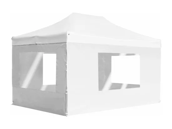 Tente de réception pliable avec parois Aluminium 4,5x3 m Blanc