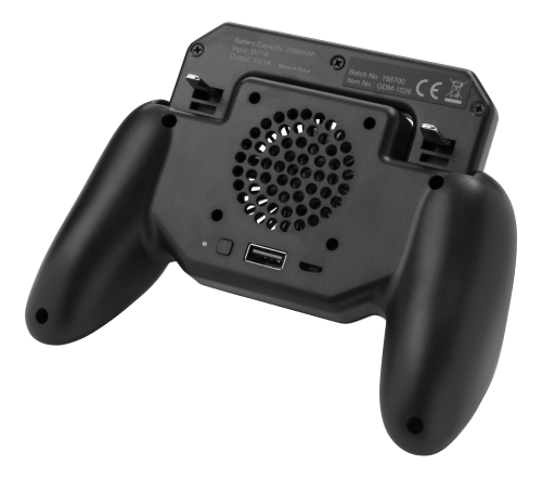 GADGETMONSTER Håndholdt mobil spillkontroller med 2000 mAh powerbank - svart