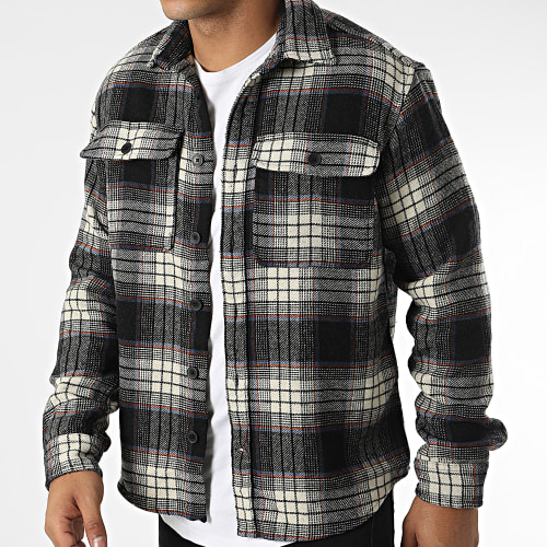 Surchemise A Carreaux Loose Pablo Noir Beige