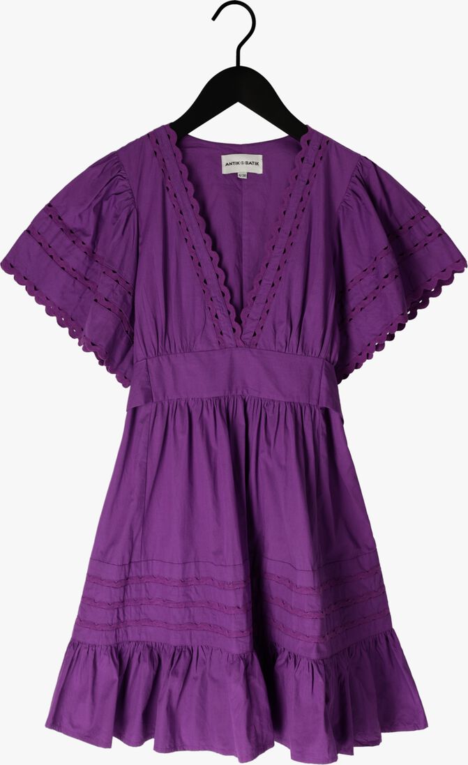 ANTIK BATIK paarse antik batik mini jurk roda mini dress