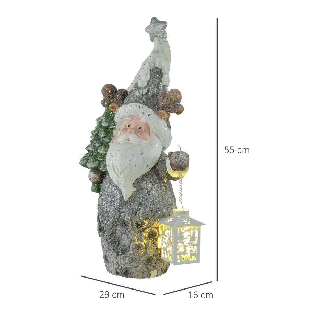 HOMCOM Kerstdecoratiefiguur, 29L x 16B x 55H cm, ijzer, veelkleurig