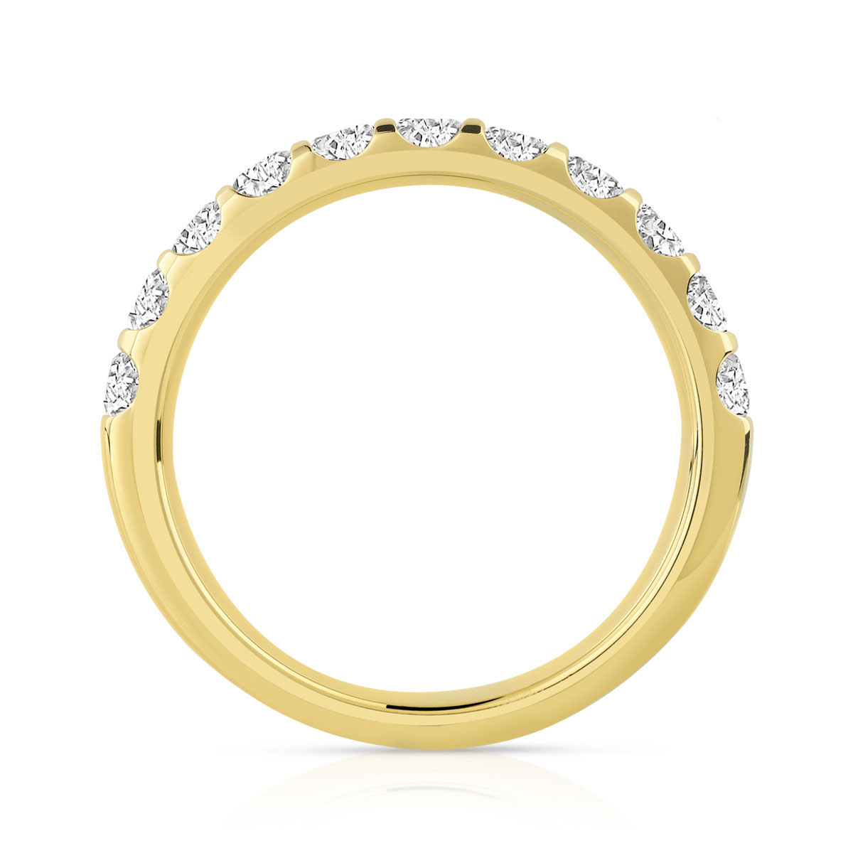 Alliance demi-t or 750 jaune diamants synthétiques 1 carat