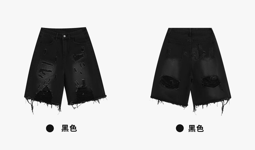 INStudio - Middelhoge denim shorts met distressed effect