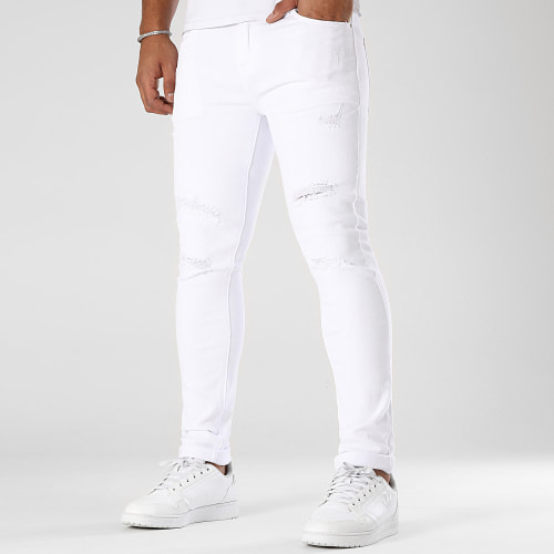 Jean Slim Fit Avec Destroy 0252 Blanc