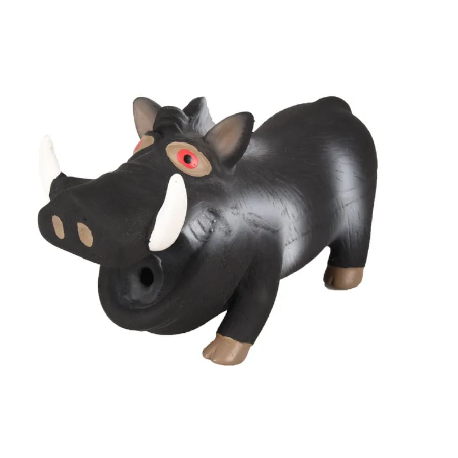 Brinquedo para cães em forma de javali preto com guizo e flamingo