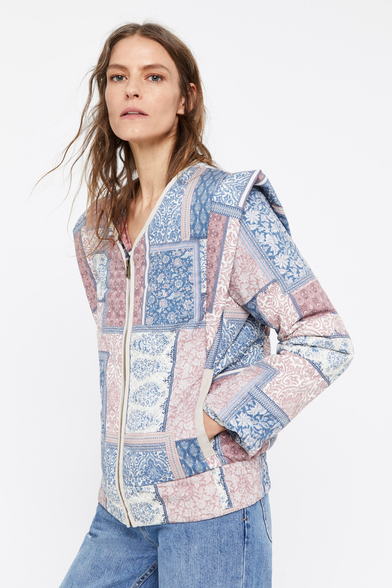 Capa de Caça Acolchoada Estampada - Estampa Azul
