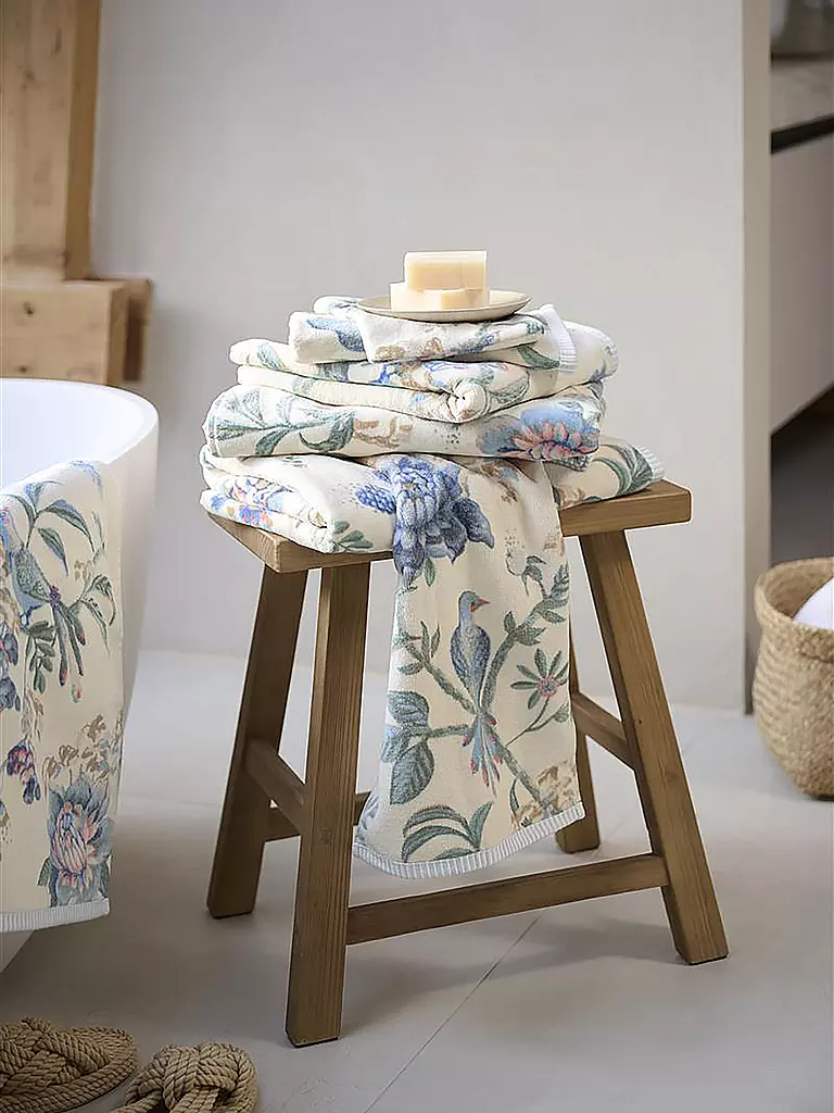 PIP STUDIO Handtuch 55x100cm SECRET GARDEN Weiss-Blau weiss