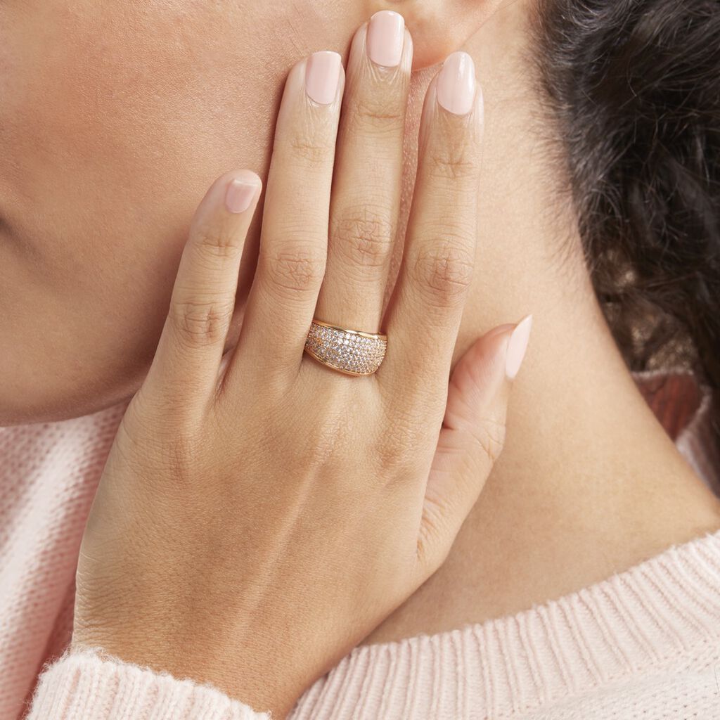 Bague Edenne Plaqué Or Jaune Oxyde De Zirconium