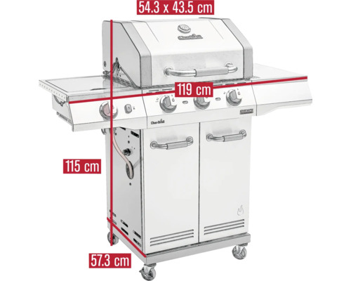 Char-Broil Advantage PRO S 3 gasgrill, gepolijst roestvrij staal, inclusief 3 branders, infraroodbrander en krachtige warmtezone