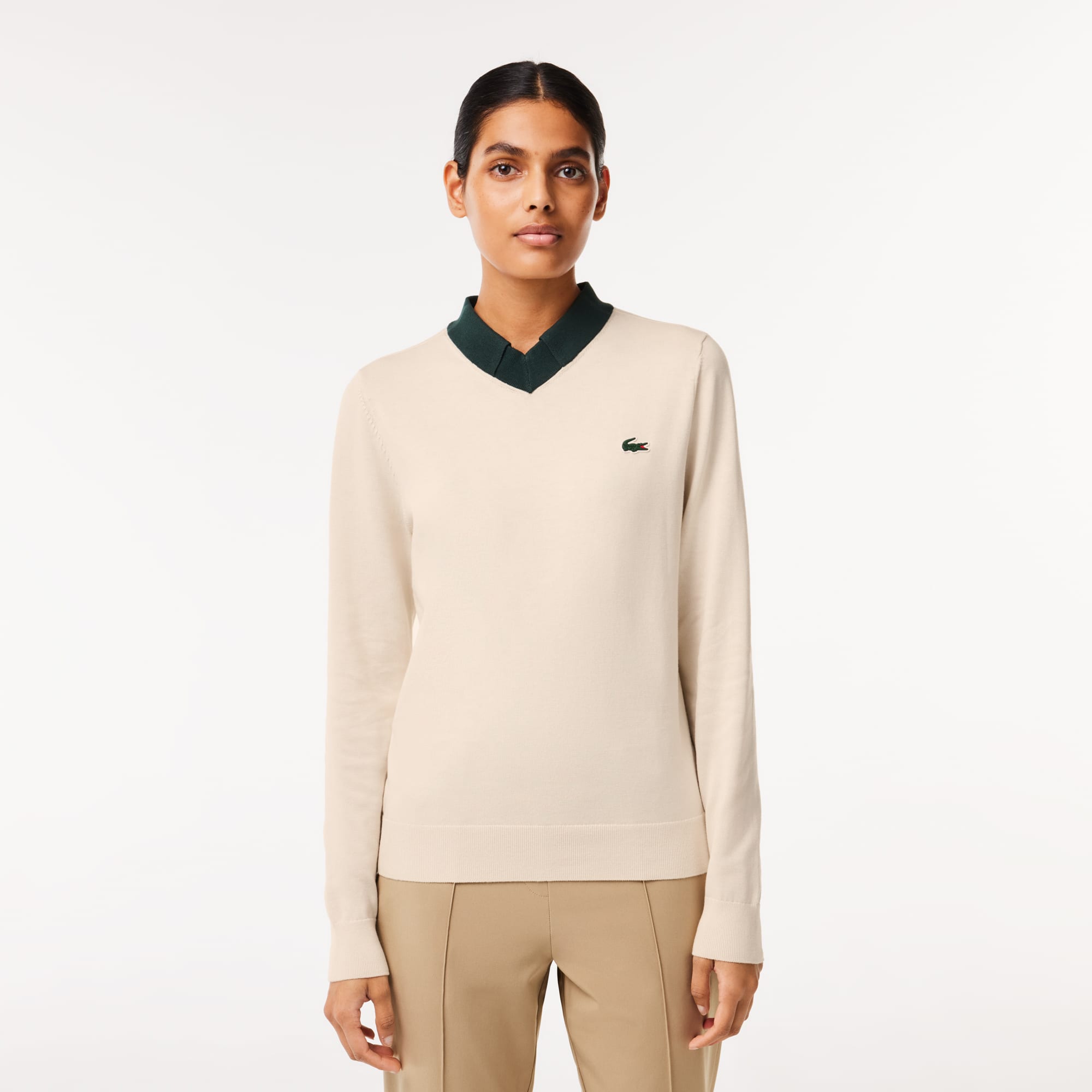 Pull Golf en coton Pima Pullovers - Blanc - Lacoste - Femme