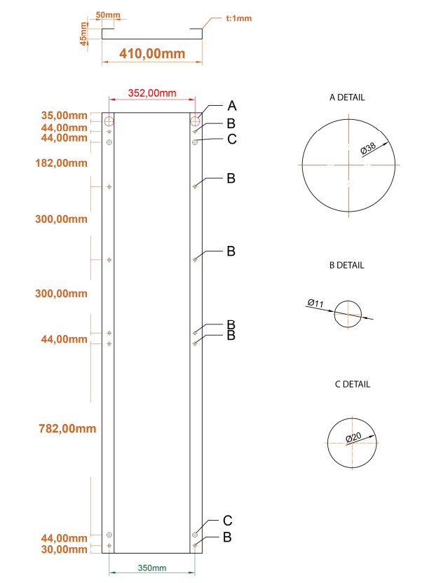 Eastbrook Wingrave paneelradiator 40x180cm zwart mat 874W