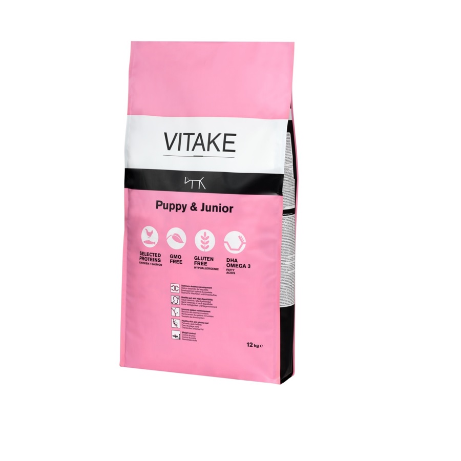 Ração para filhotes Vitake Puppy e Junior com sabor de frango