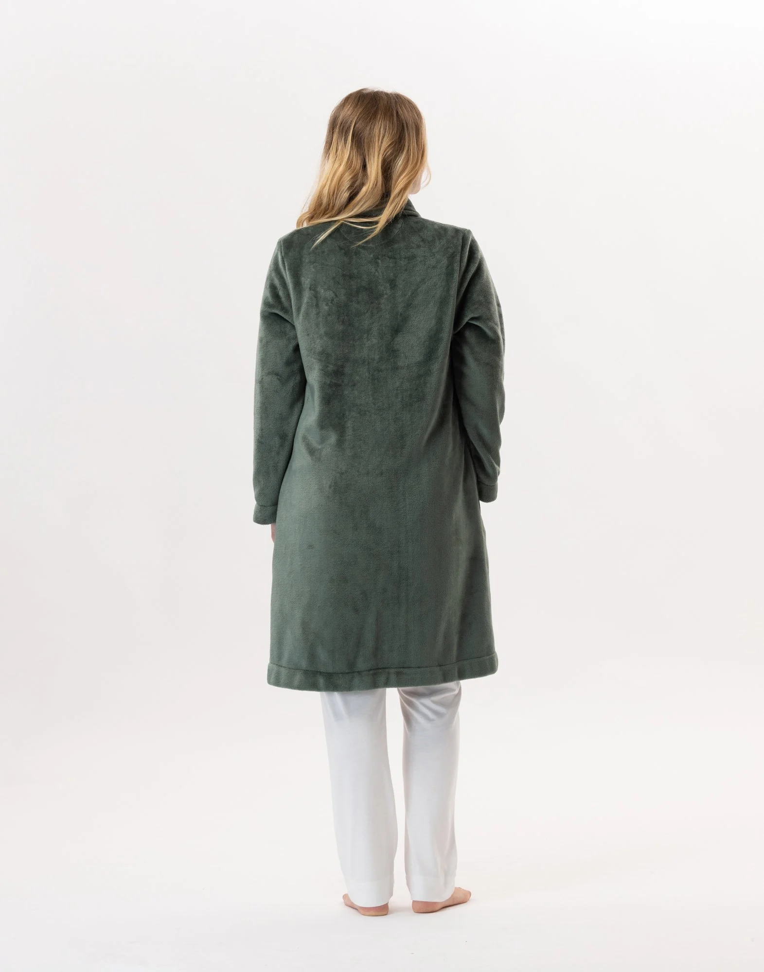 ESSENTIEL 855 - Robe de chambre en peluche flanelle | Vert