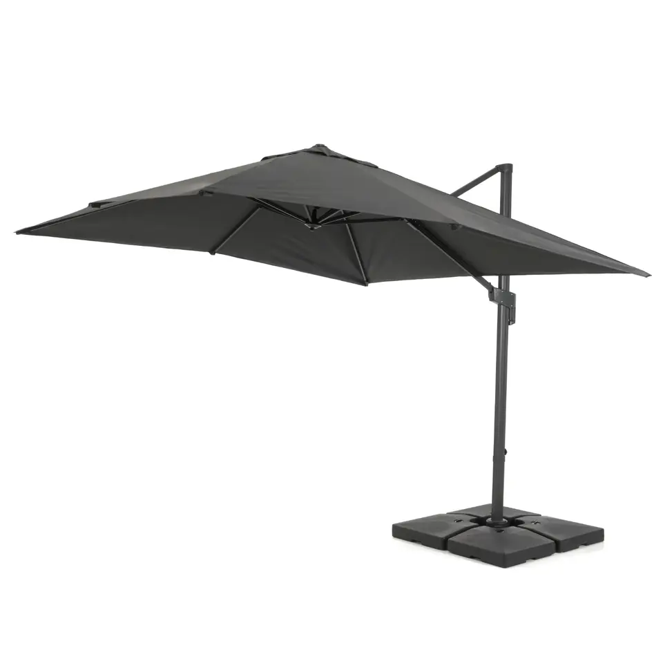 Kantelbare Zweefparasol 250x250 cm, Vierkant Zeil - Donker Grijs