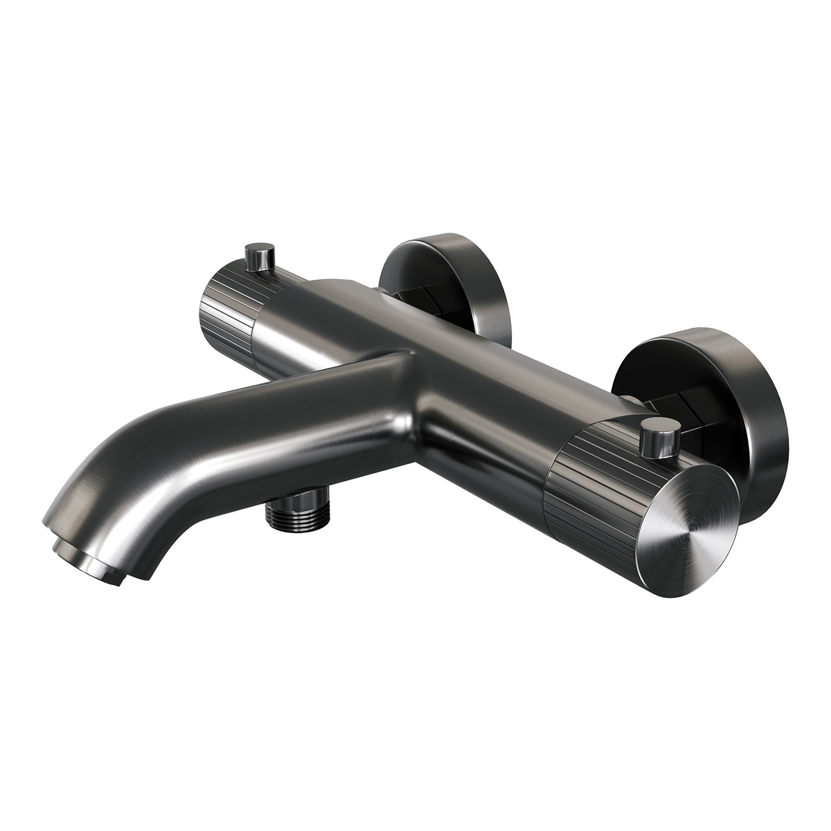 Brauer Stripe thermostatische badkraan met wandhouder en 3 standen handdouche gunmetal geborsteld PVD