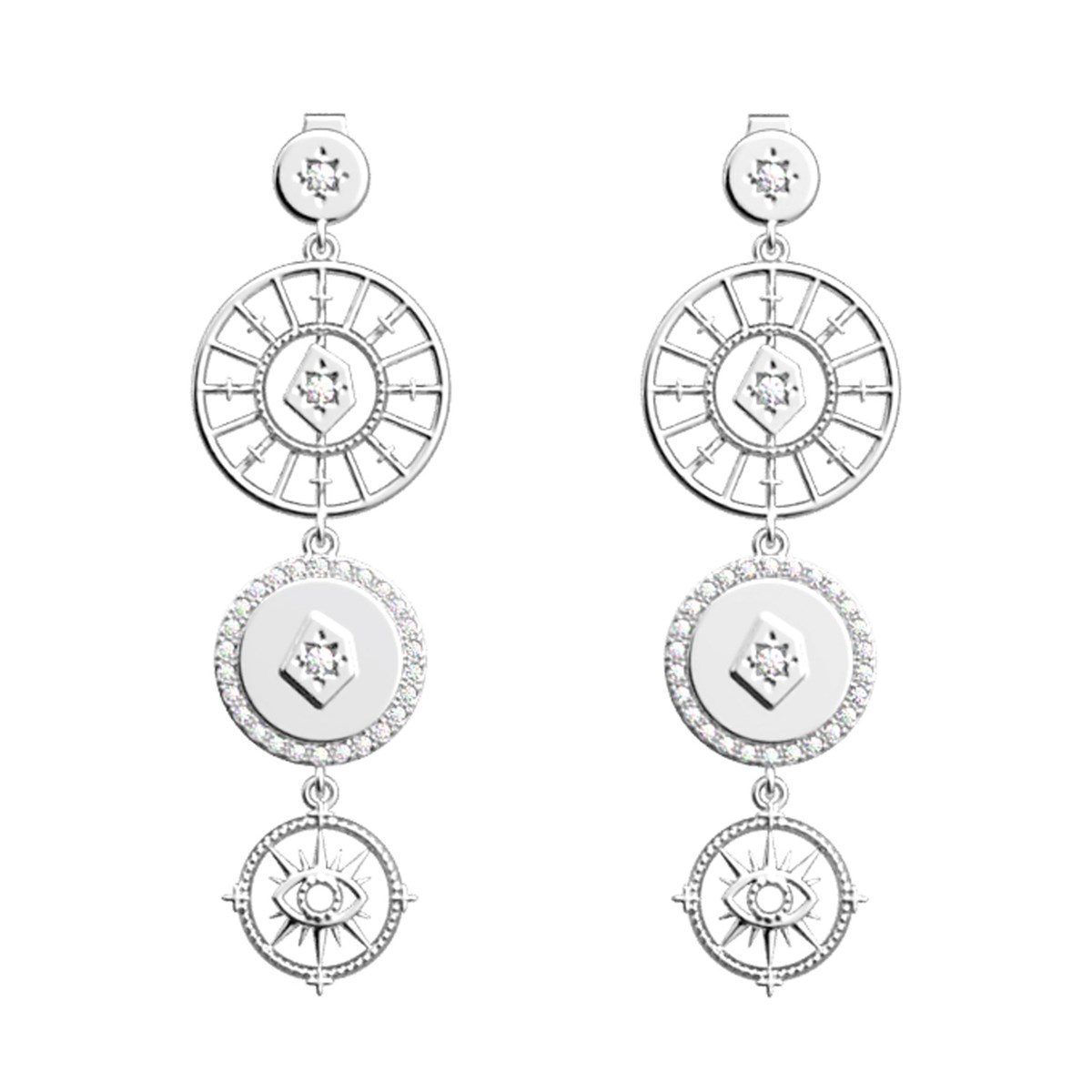 Boucles d'oreilles Les Georgettes Astrale argentéesCollection Les Précieuses 16mm