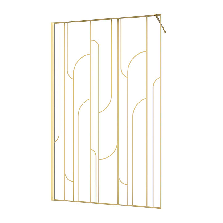 Paroi de douche à l'italienne fixe 120 x 195 cm, motifs art déco, doré brossé, Galedo Art Deco