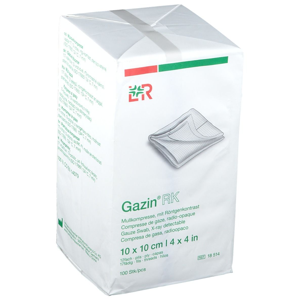 Gazin® Mullkompresse 10 cm x 10 cm unsteril 12 lagig