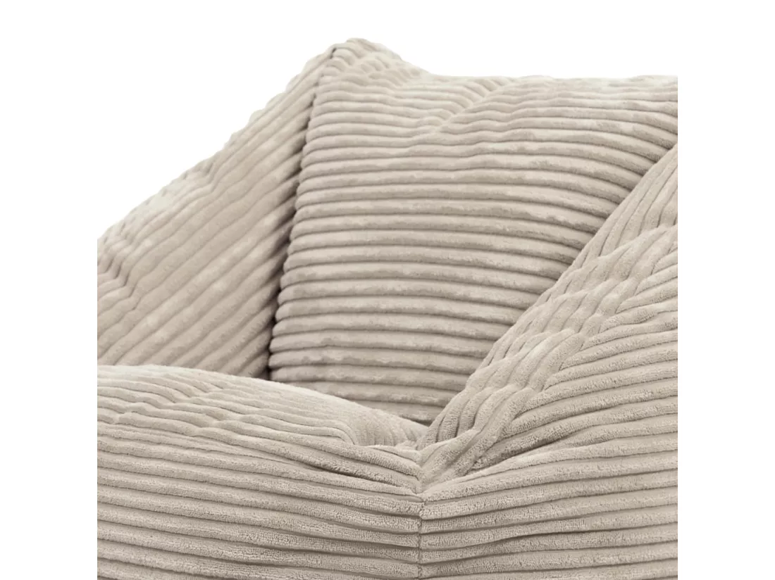 Pouf fauteuil enfant velours côtelé beige galet - MORGAN