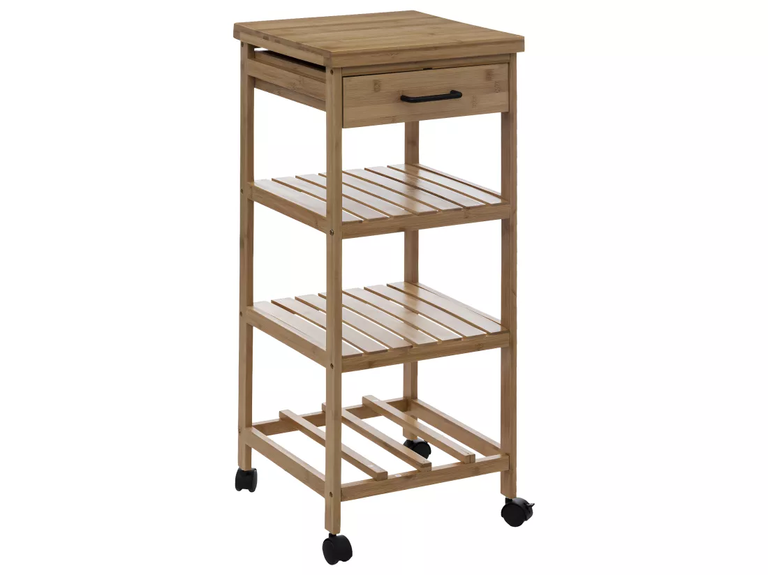 Desserte roulante de cuisine en Bambou H 90 cm