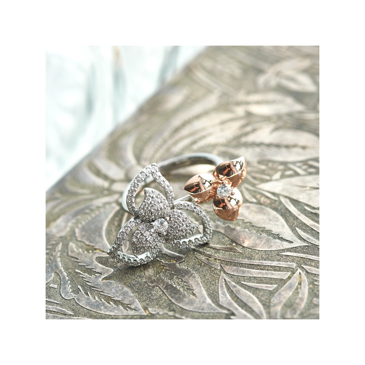Bague argent 925 2 tons zirconia
