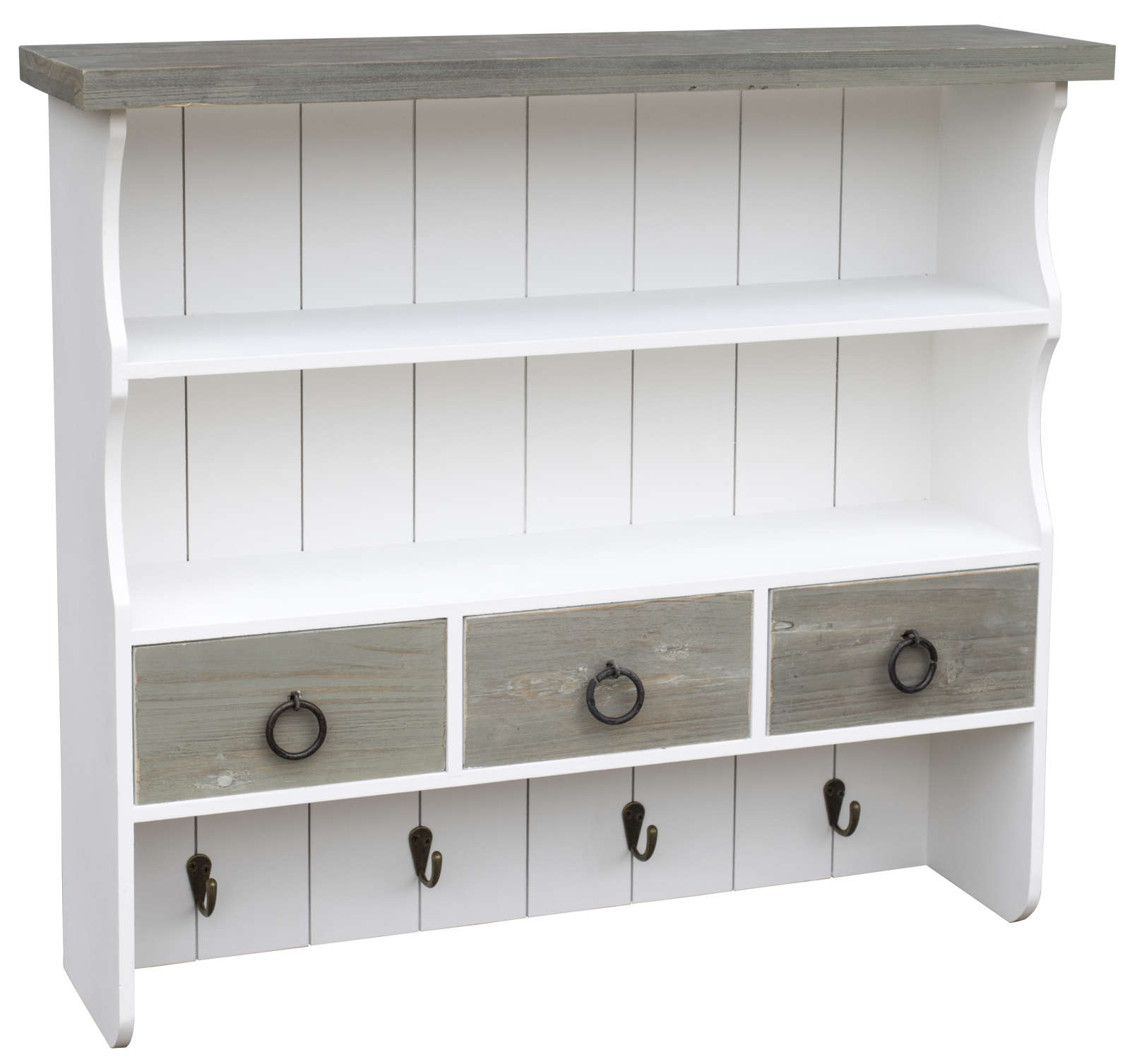 Wandgarderobe - weiß - mit 3 Schubladen