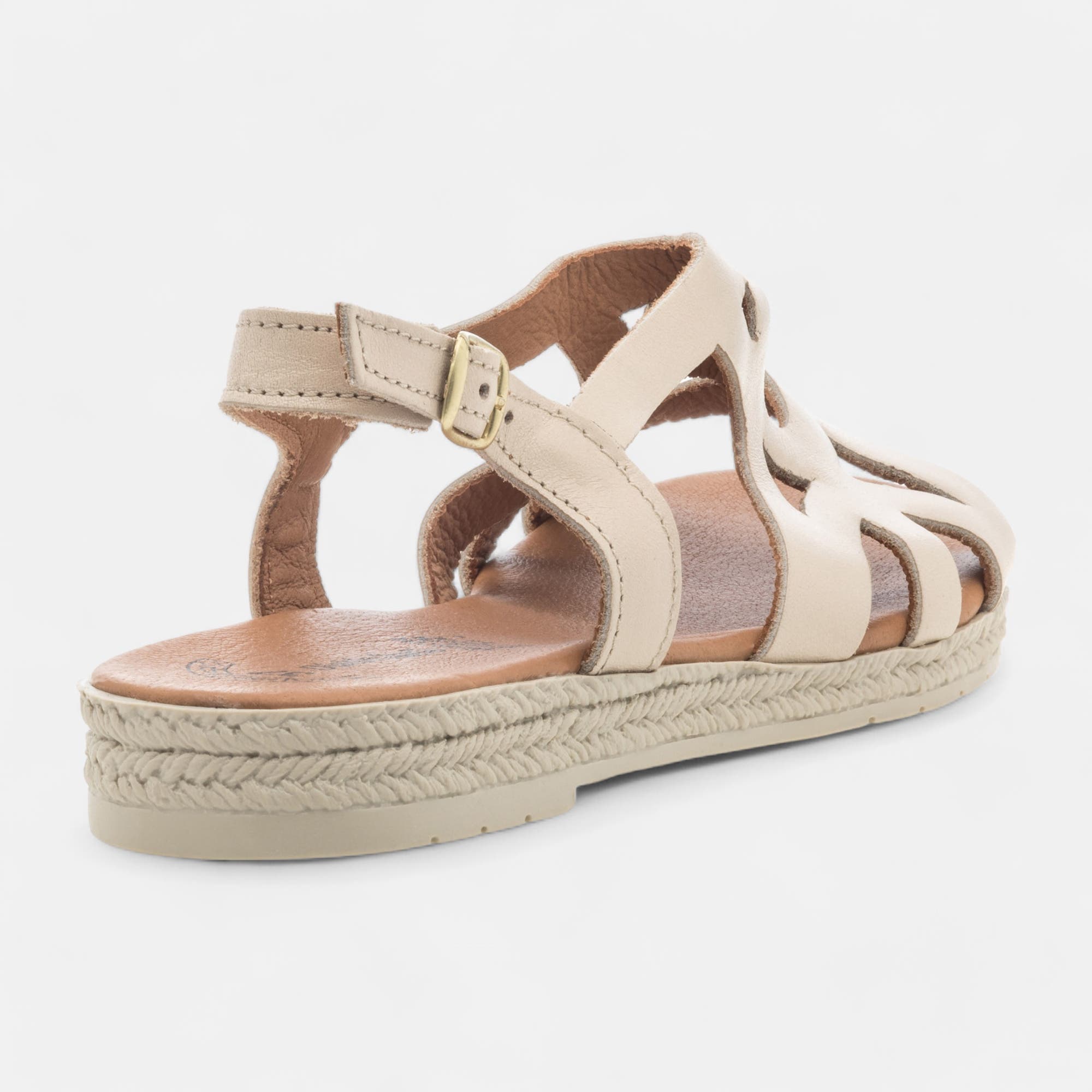 Nu-pieds Femme en cuir beige