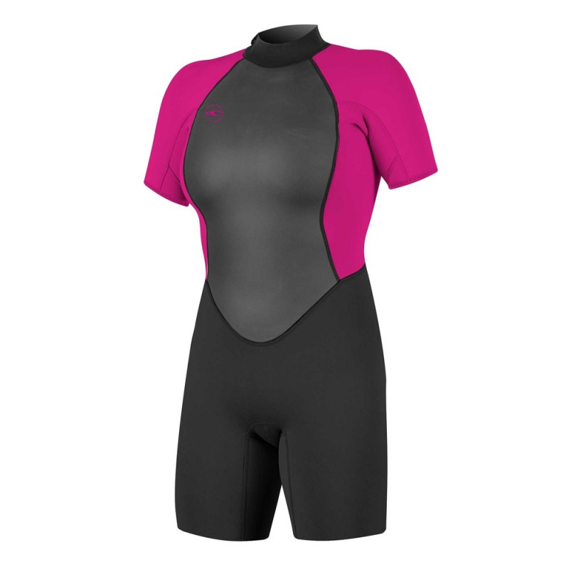 SHORTY ONEILL REACTOR 2 2MM BACKZIP MANCHES COURTES FEMME ROSE/NOIR
