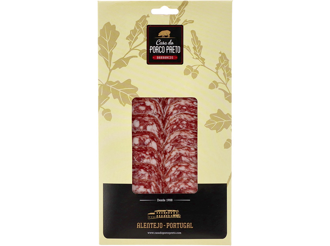 SALSICHÃO PORCO IBÉRICO BOLOTA CASA DO PORCO PRETO FATIAS 80G