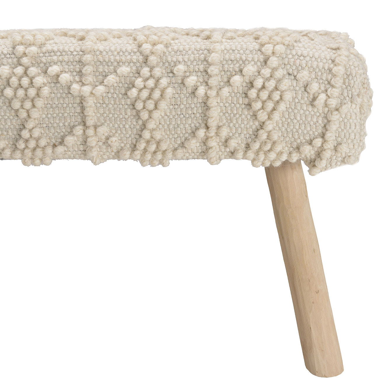 Macabane Banc en Laine motifs losanges Sacha ivoire - 125x42x51 cm