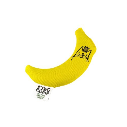 Brinquedo em forma de banana com erva-de-gato para gatos, amarelo