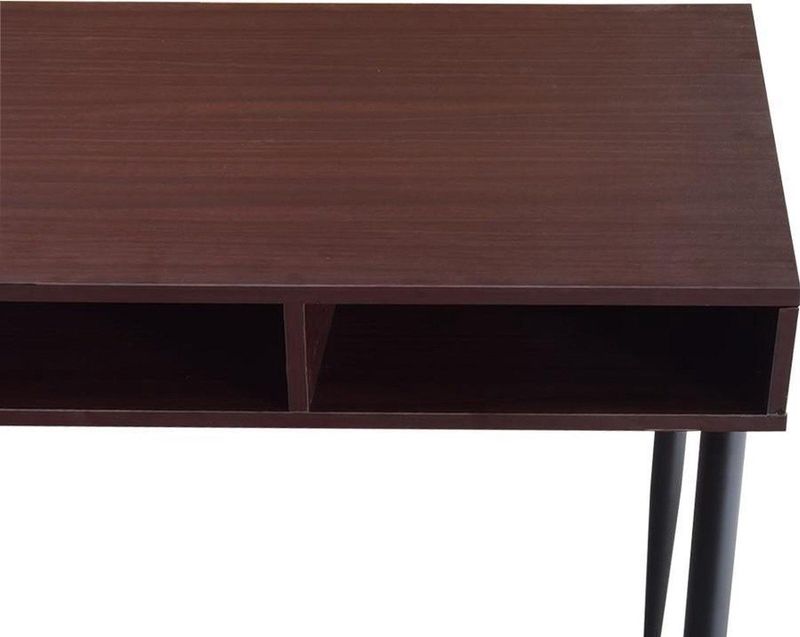 Sidetable - Vintage Donkerbruin - Zwart Metalen Frame - 3 Open Opbergvakken