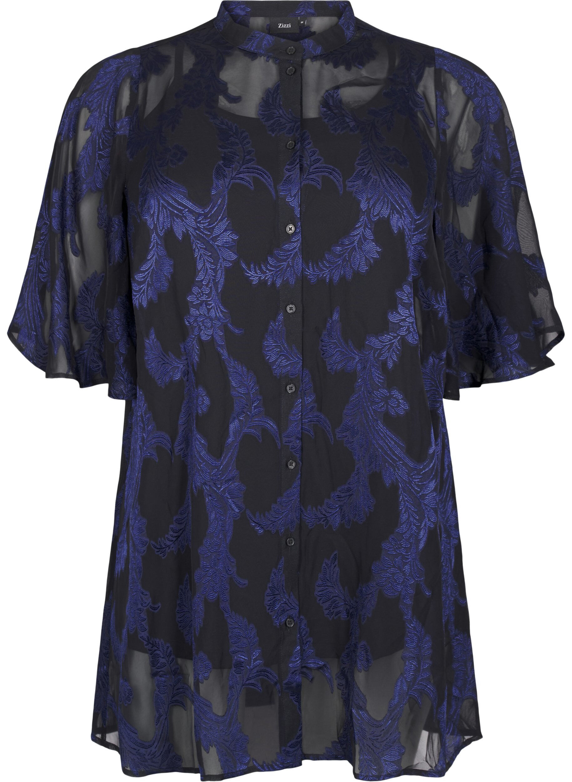 Chiffon tunika med jacquard mønster