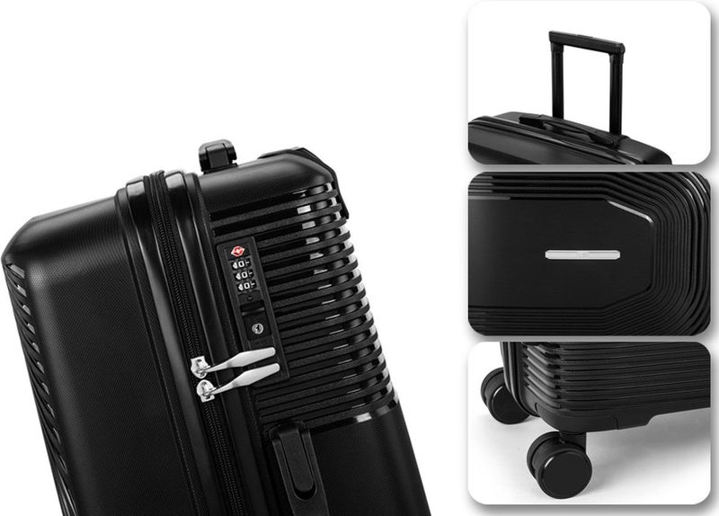 Milanoro - Kofferset - Lichtgewicht - Zwart - Polypropyleen - 360° Wielen & TSA-slot