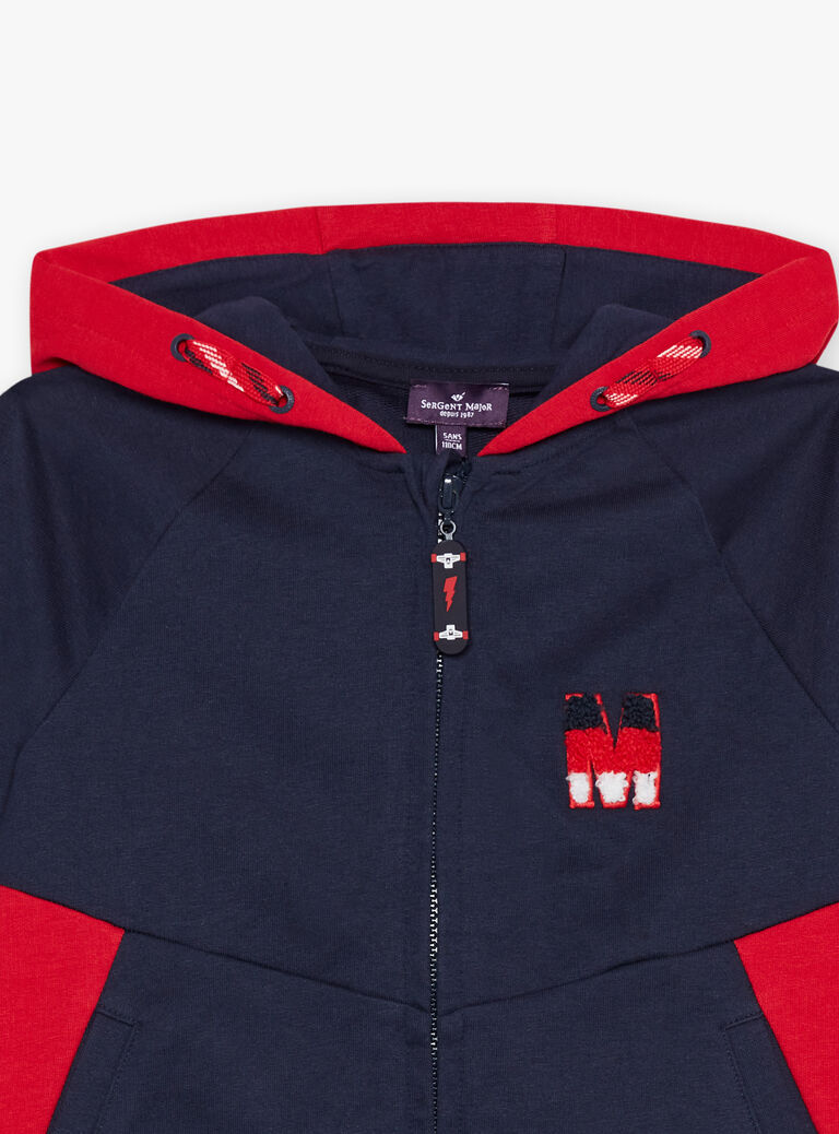 Sweat à capuche bleu marine à broderie M
