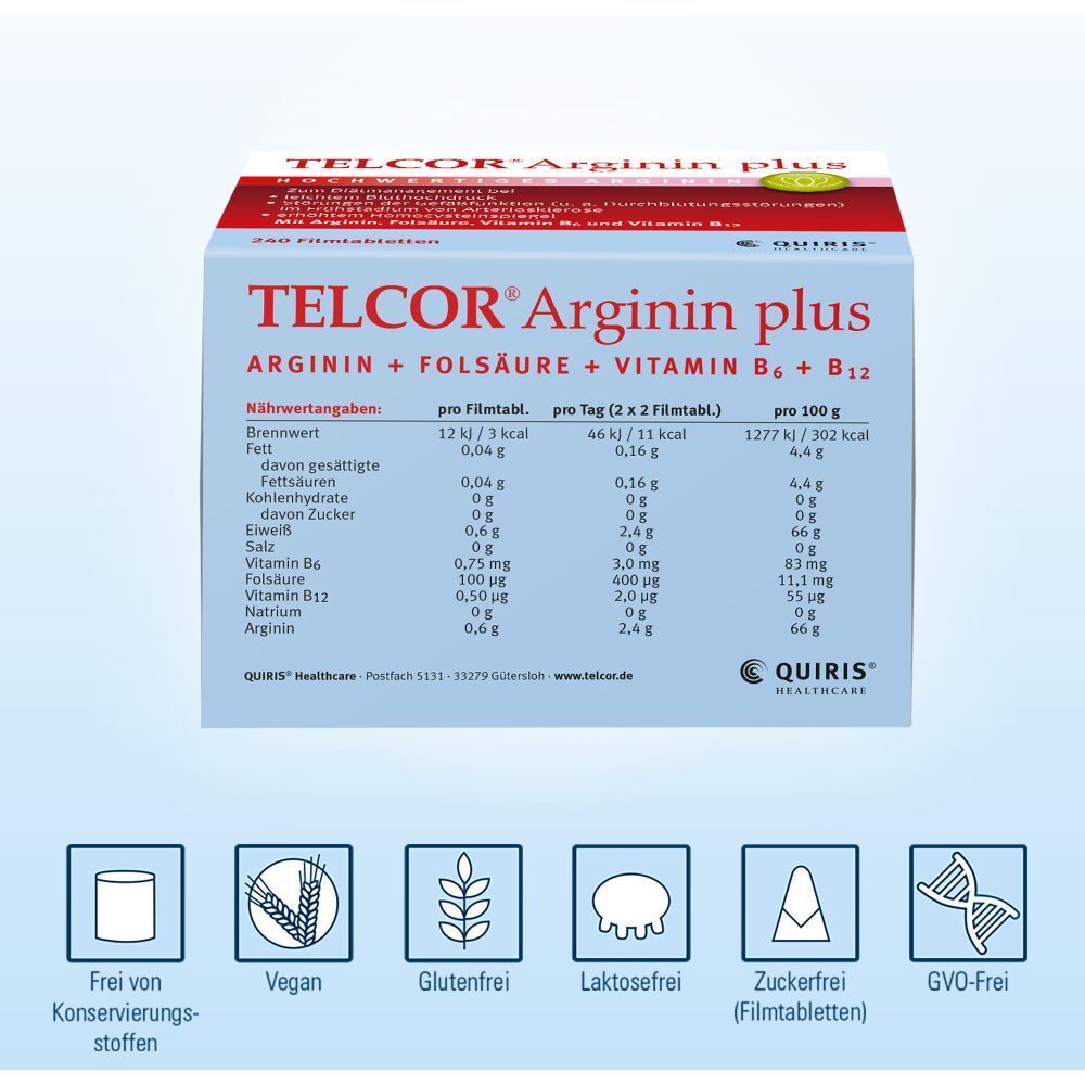 TELCOR Arginin plus B-Vitamine zur Unterstützung bei leichtem Bluthochdruck und Durchblutungsstörungen