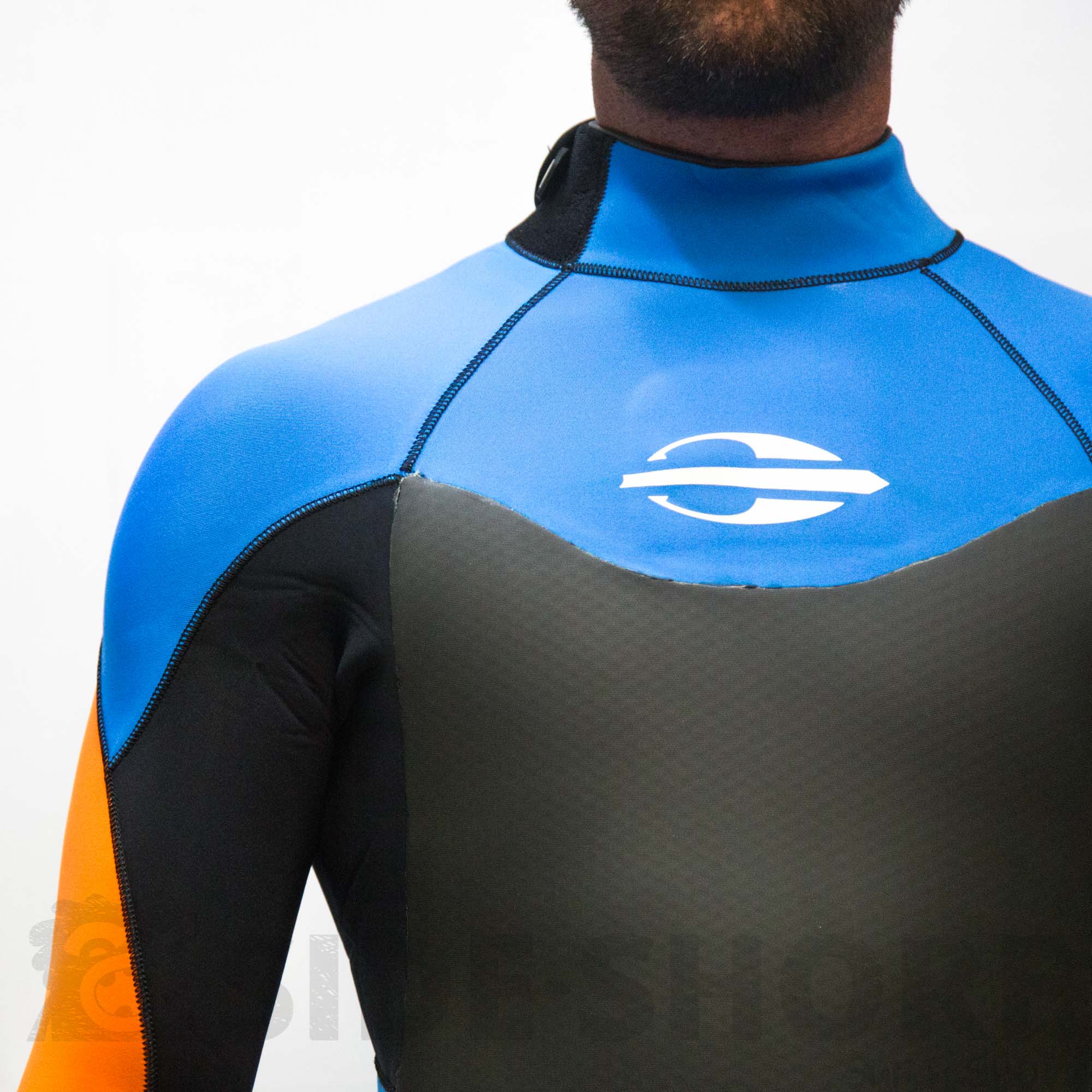 Mormaii SNAP-E Back Zip - 4/3 mm Black/Cyan/Orange