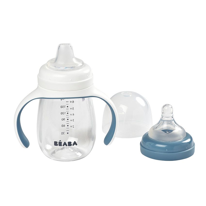 Biberon d'apprentissage 2 en 1 210 ml - Windy Blue - Ecru