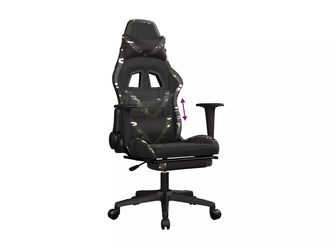Chaise de jeu avec repose-pied Noir et camouflage Similicuir