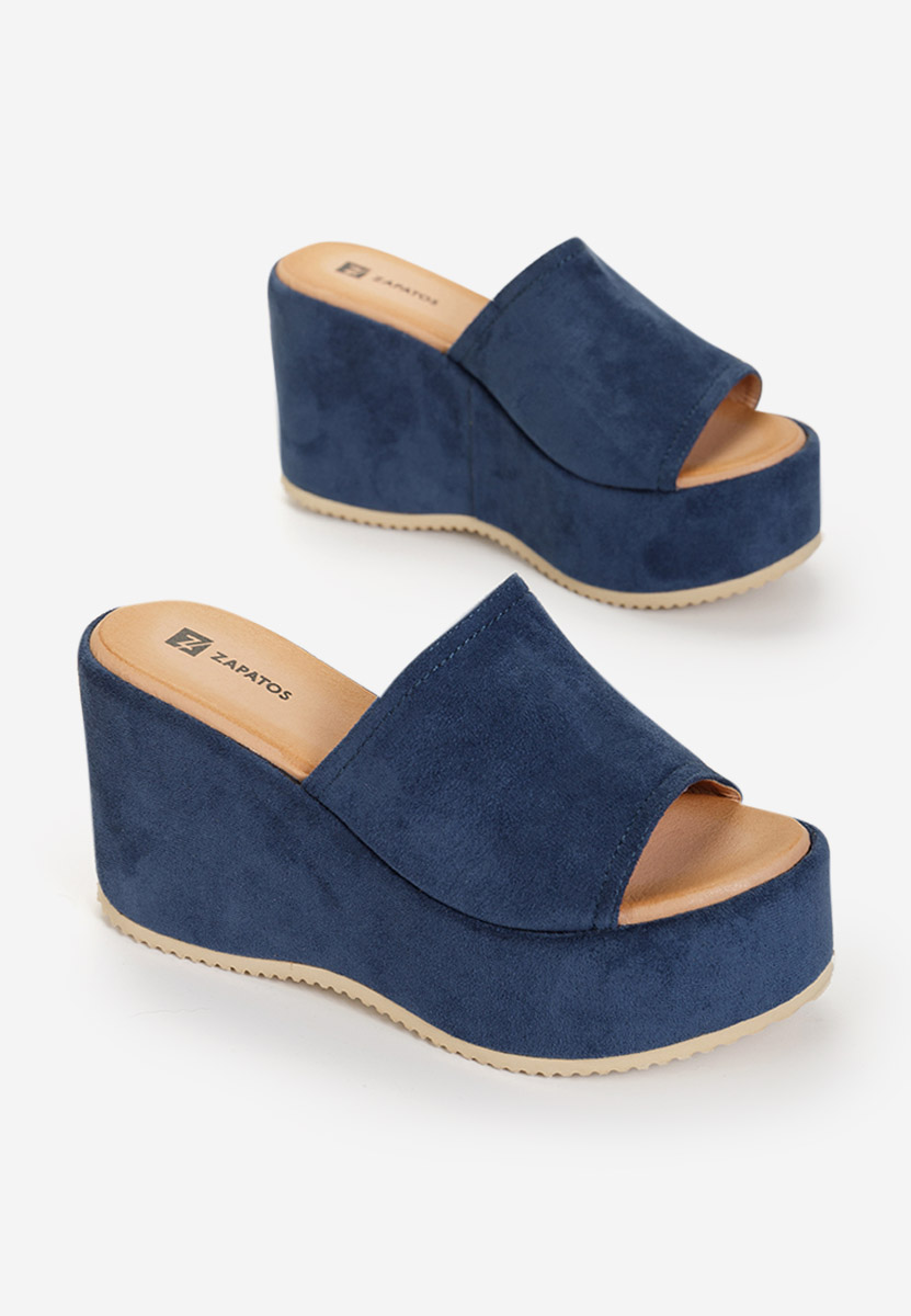 Pantoufles à plateforme bleus Belona